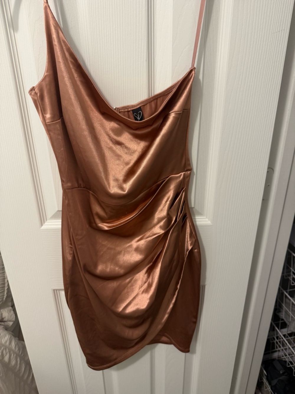 Windsor Copper Satin Cowl Mini Dress